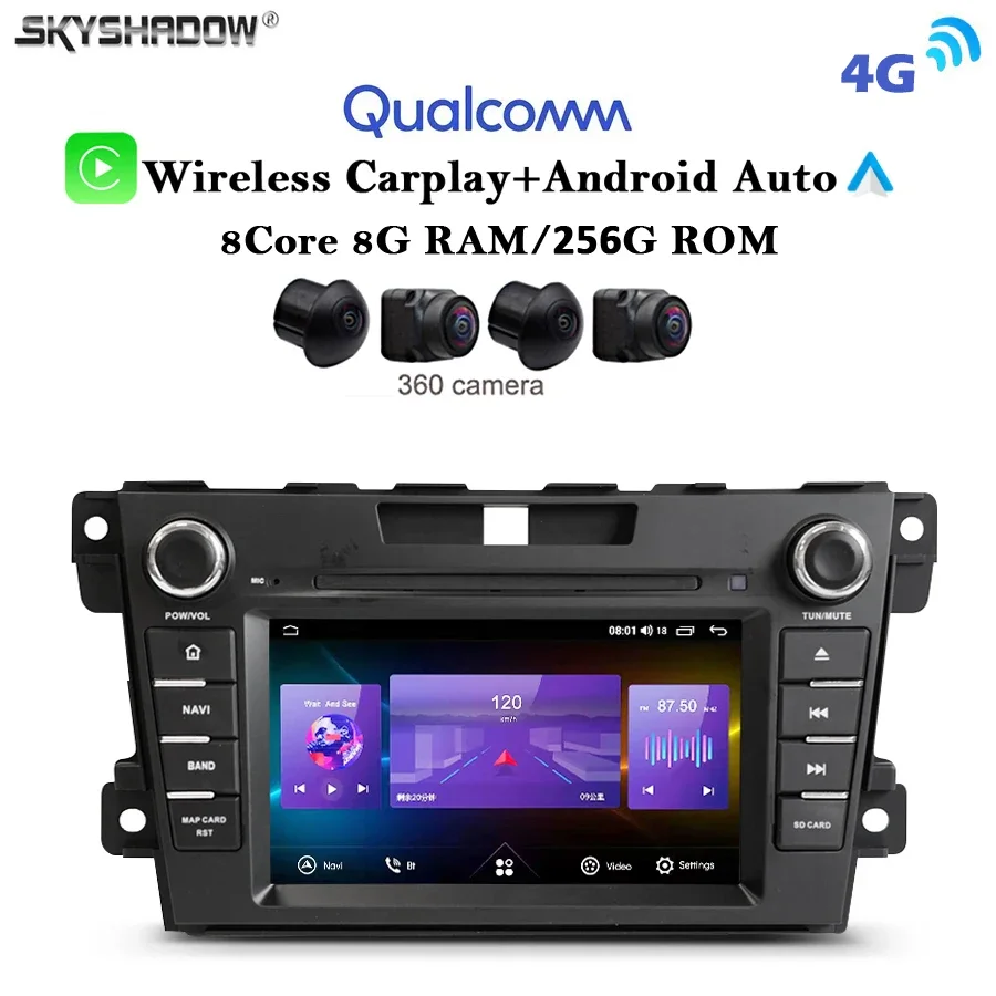

12G+256G Carplay Auto Android 13.0 8Core 4G LTE IPS Car DVD Player GPS map Camera WIFI Bluetooth Radio For Mazda CX7 2009-2014