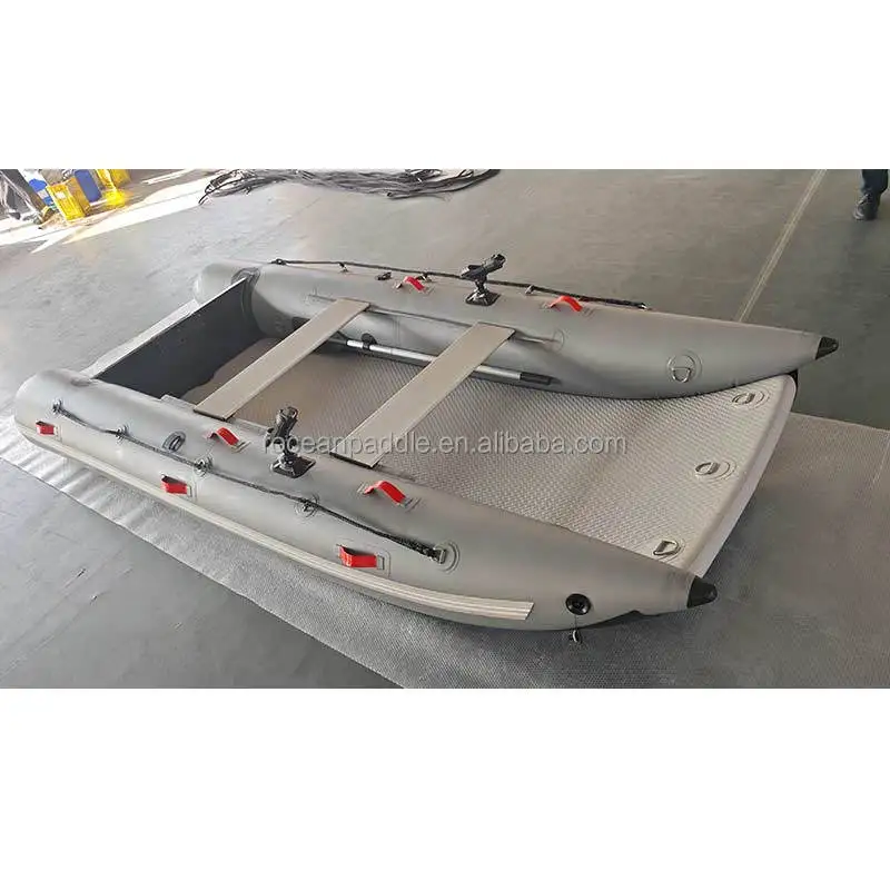 Cheap 3m-4m Inflatable High Speed Fishing Catamaran Rubber Landing Craft With Motor