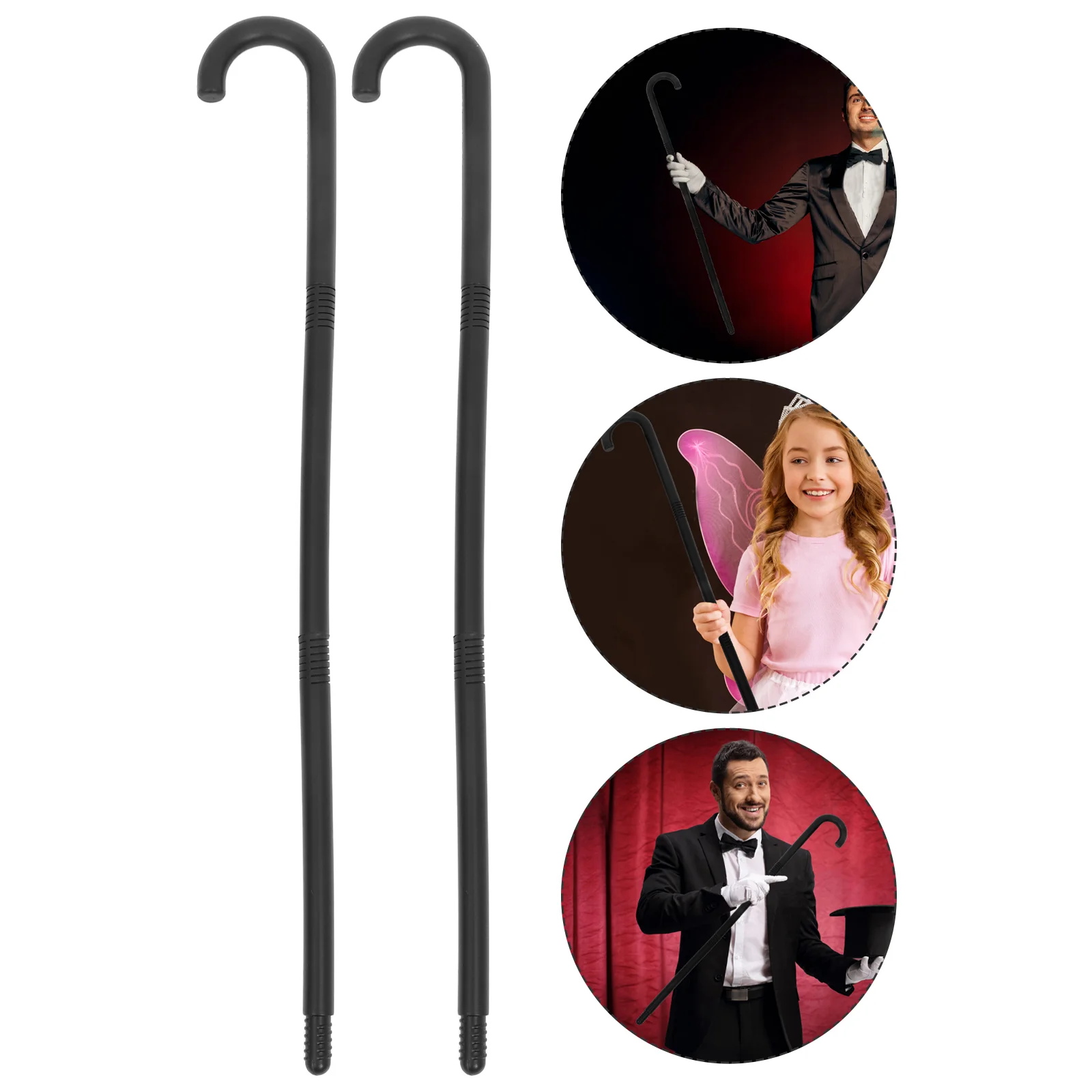 

2 Pcs Walking Stick Crutch Wizard Staff Party Props Cosplay Miss Masquerade Cane Halloween Costumes