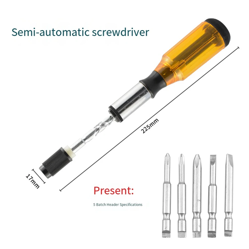 1set Ratchet Screwdriver With 5pcs Replaceable Heads Hand Tools Loose/tight/fixed Adjustable Ratchet Screwdriver Spare Parts