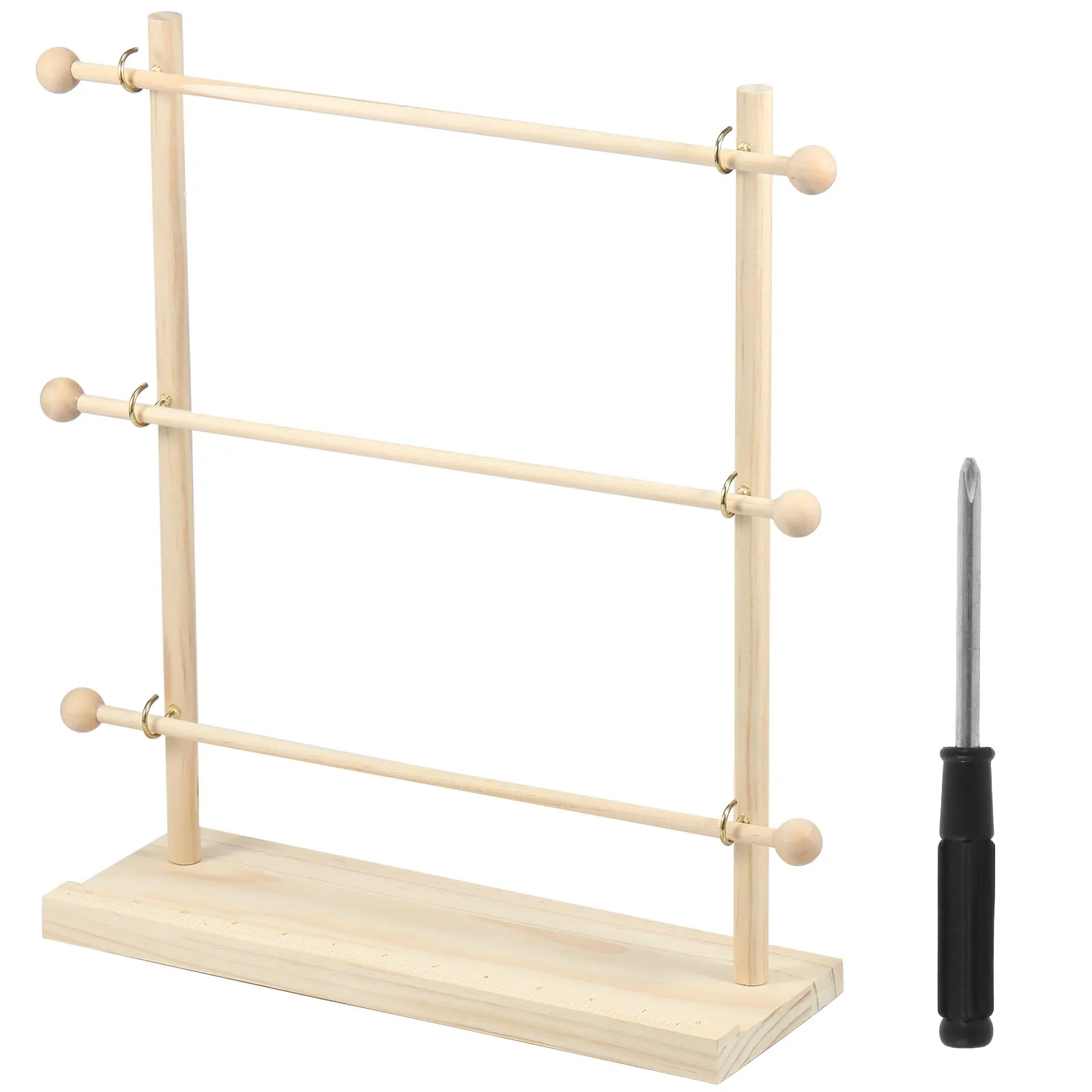 Ribbon Organizer 4 Tiers Wooden Ribbon Rack Storage Display Shelf Craft Ribbon Stand for Craft Room Flower Store Cake Shop