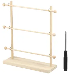 Ribbon Organizer 4 Tiers Wooden Ribbon Rack Storage Display Shelf Craft Ribbon Stand for Craft Room Flower Store Cake Shop
