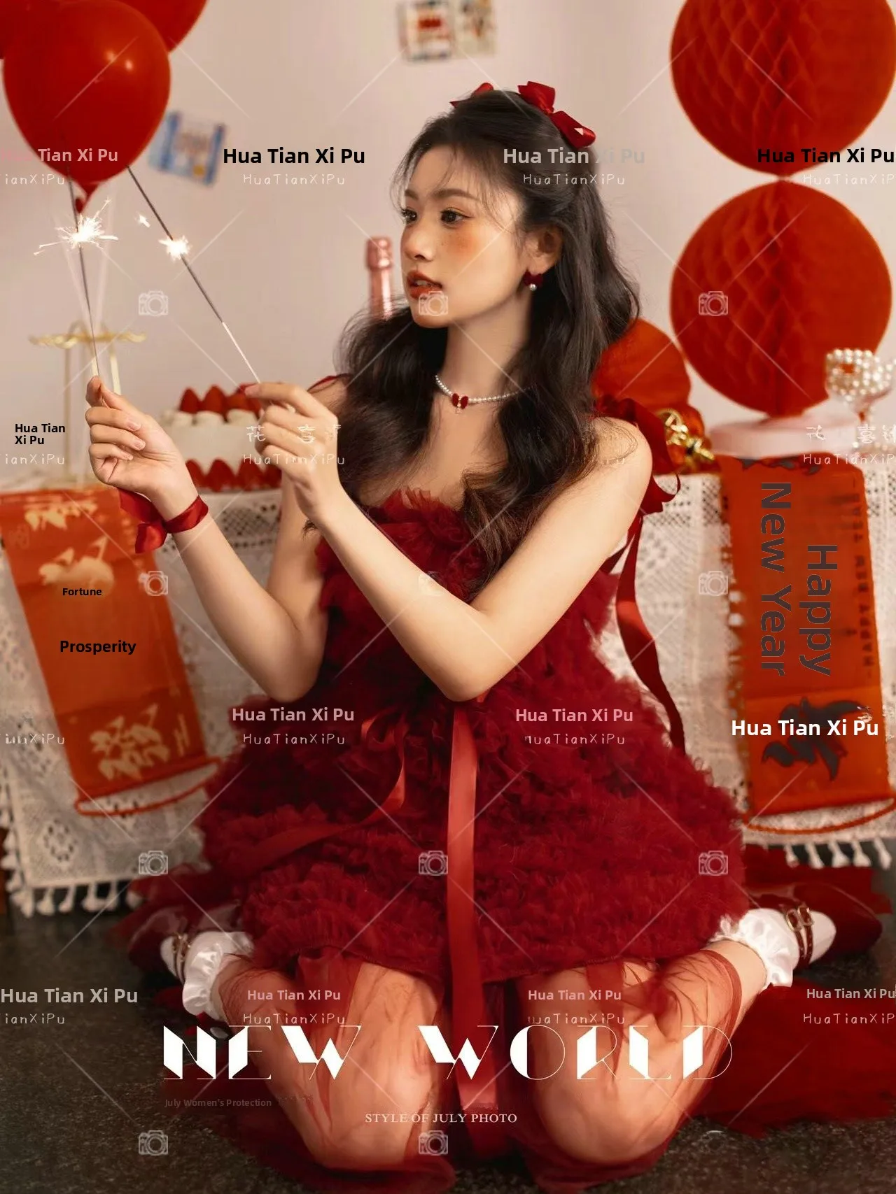 

Red Dress Sweet Style Art Photo Photography Costume Celebration New Year Theme Birthday Girl Personal Artistic Portrait