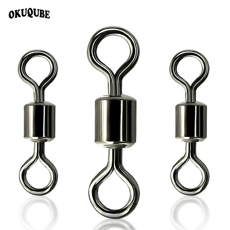 20pcs/lot Ring Fishing Swivels High Carbon Steel Strong Pulling Force Fast Rotation Smooth Surface Fishing Connector Accessories