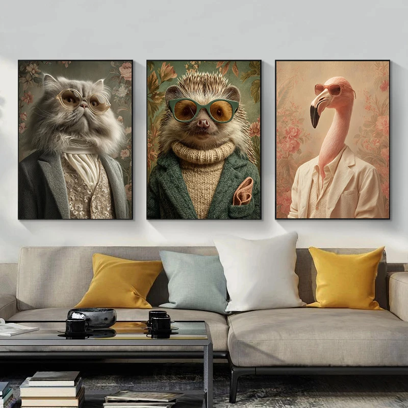 Snowy Owl Micro Pig Portrait Vintage Floral Posters Funny Bird Botanical Modern Prints Canvas Painting Wall Pictures Home Decor