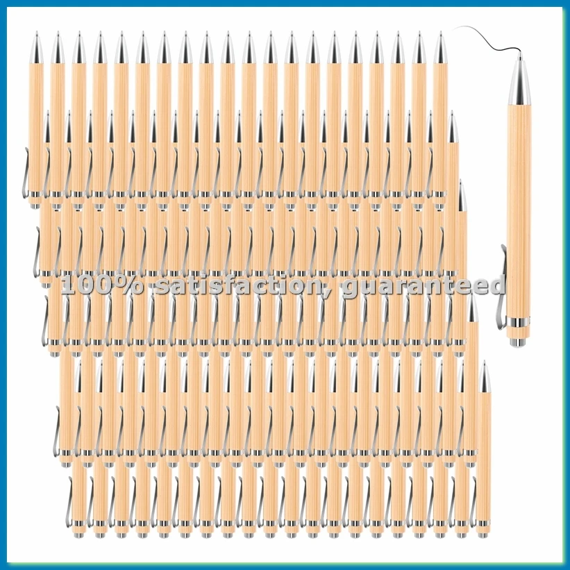 

100 шт./лот, бамбуковая шариковая ручка-стилус, контактная ручка, канцелярские товары для офиса и школы, ручки и принадлежности для письма, подарки - черные чернила - ANKL