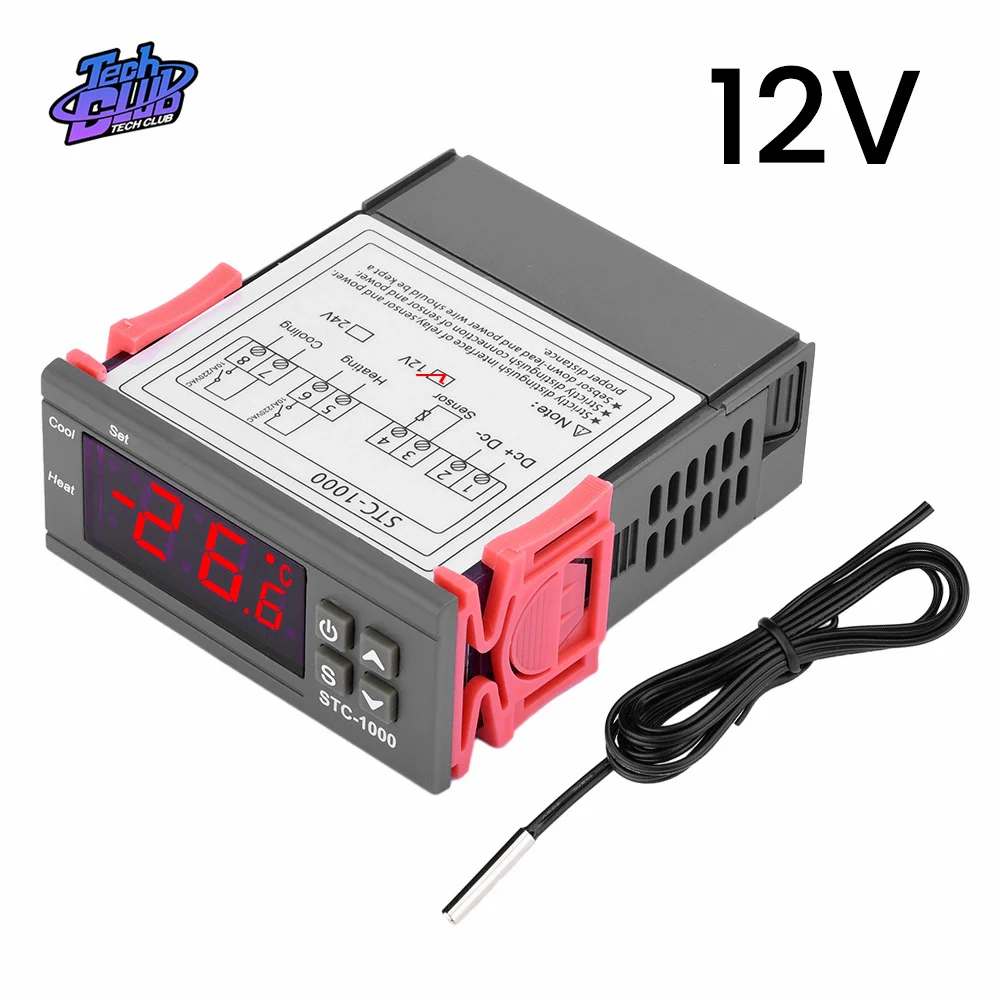 デジタルLED温度コントローラー,サーモスタット,温度調節器,インキュベーター,出力リレー,STC-1000, DC 12v,24v,AC 110v,220v