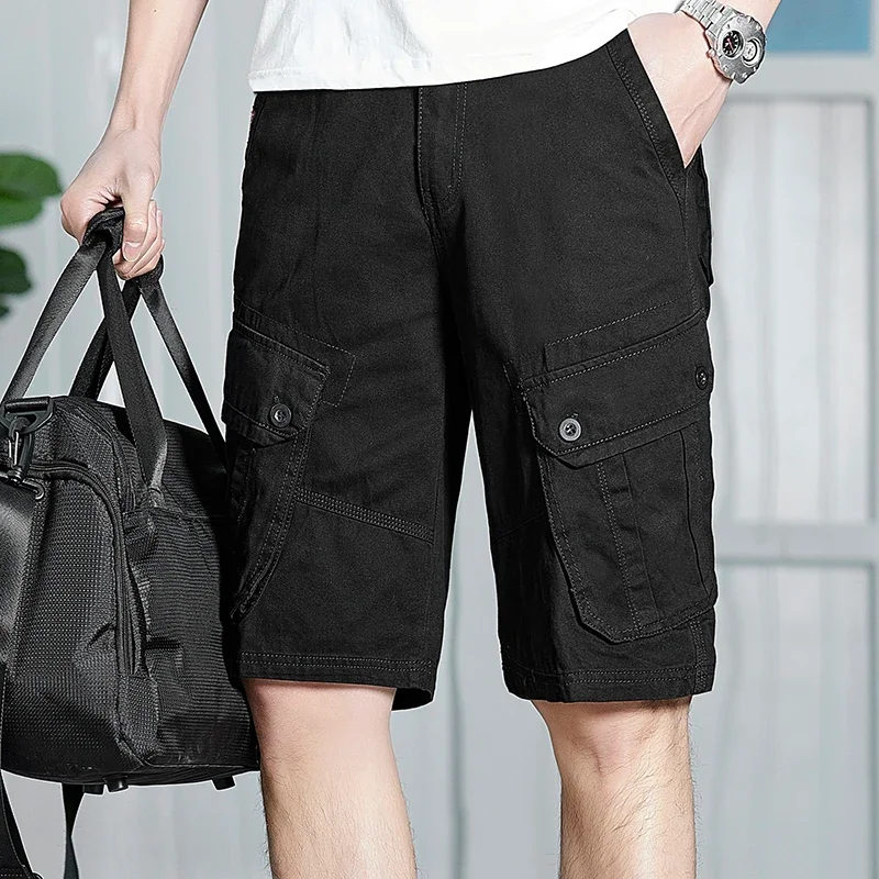 

Mens Casual Hiking Cargo Shorts Washed Cotton Oversized Straight Leg Shorts Pants Cotton Comfortable Running Short Pants 95554