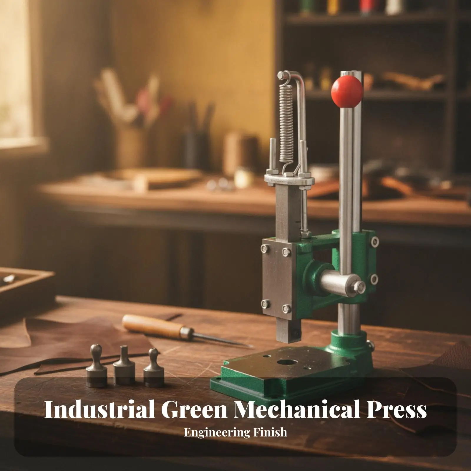 Manual Lever Press Machine with Spring Return for Circle Cutting Embossing and Leather Working Tasks