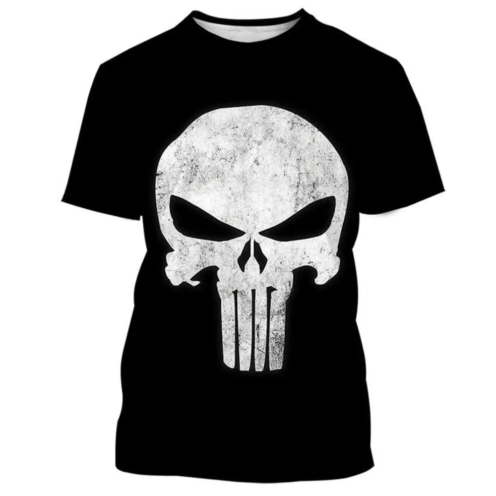 Summer Fashion Shootout Short Sleeve Men's 3D Printed Punisher T-shirt Casual Shirt Plus Size Loose Everyday Casual Outdoor Top