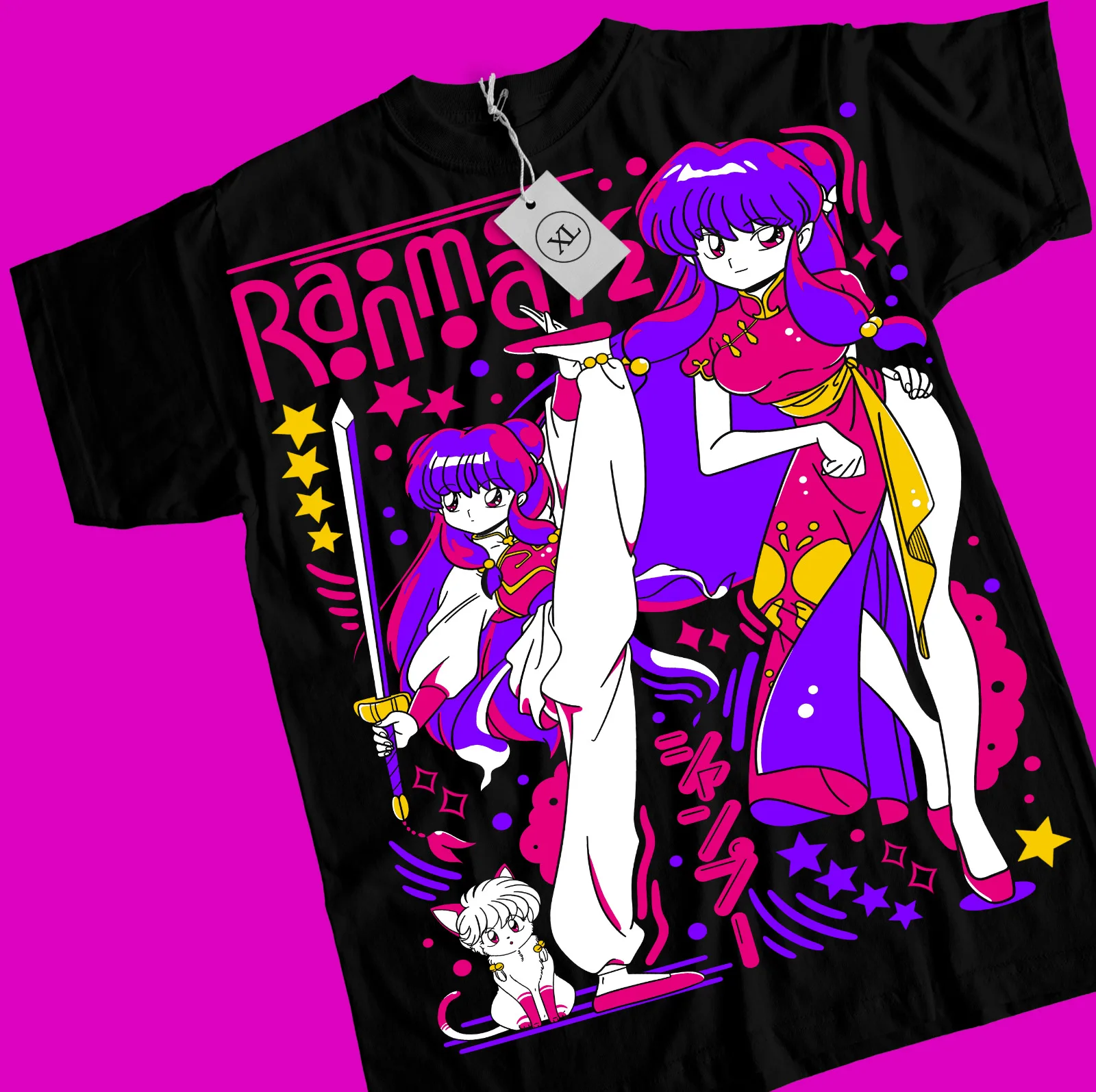 Rumiko Takahashi T-shirt, Kawai Waifu Manga Strip Anime Shirt, Ranma 1/2 Shampoo