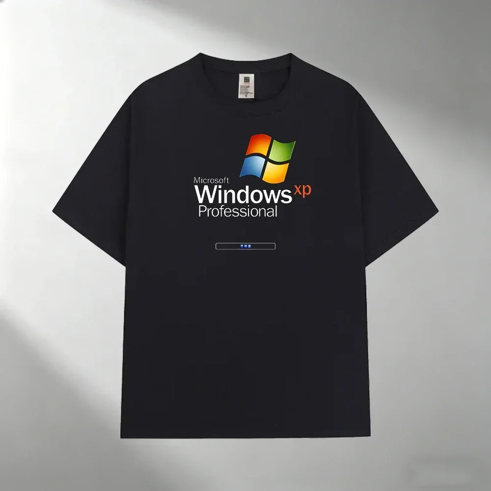 S-5XL Men's 100% Cotton T-Shirt, Windows XP Professional Print Crew Neck Short Sleeve Casual Outdoor Tee