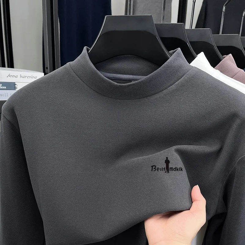 T-shirt à manches longues pour homme, couleur unie, nouveau motif original, idéal pour l'automne, couche de base chaude, vêtement polyvalent pour homme