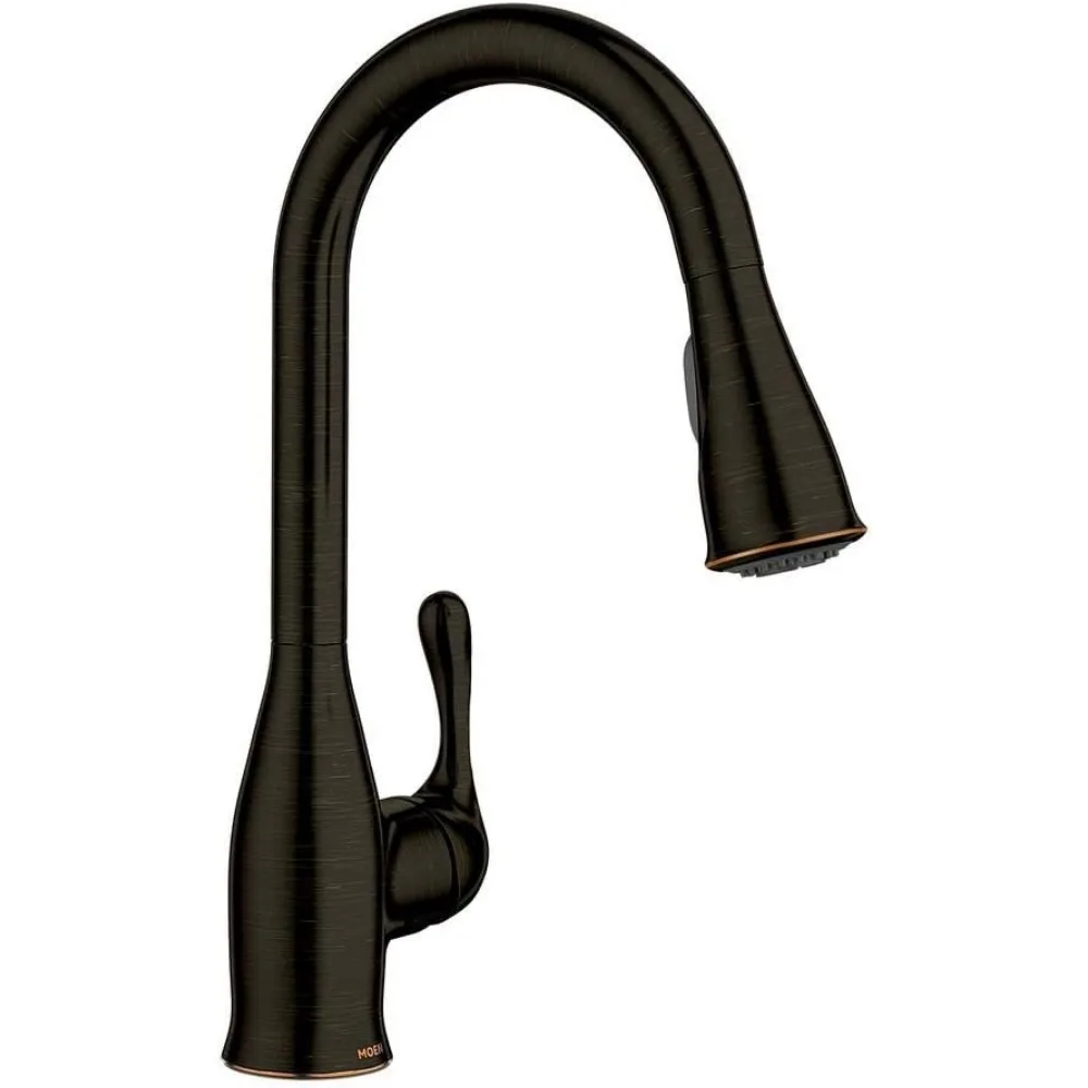 صنبور مطبخ MOEN Kaden بمقبض واحد قابل للسحب للأسفل مع عاكس ومنظف طاقة، لمسة نهائية برونزية البحر الأبيض المتوسط