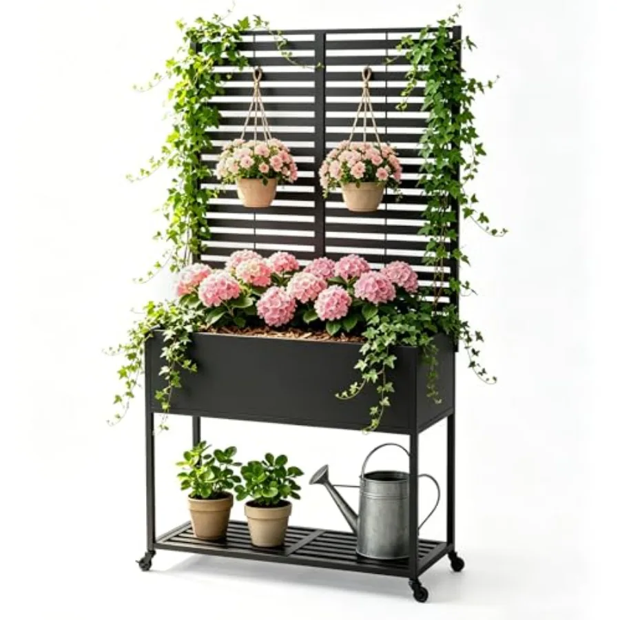 Metal Raise Garden Bed with Trellis, 70