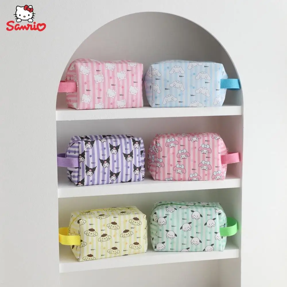 

Cartoon Sanrios Hello Kitty Cinnamoroll Kuromi Kawaii Cute Girls Portable Large-Capacity Makeup Bag Student Pencil Bag Kids Gift