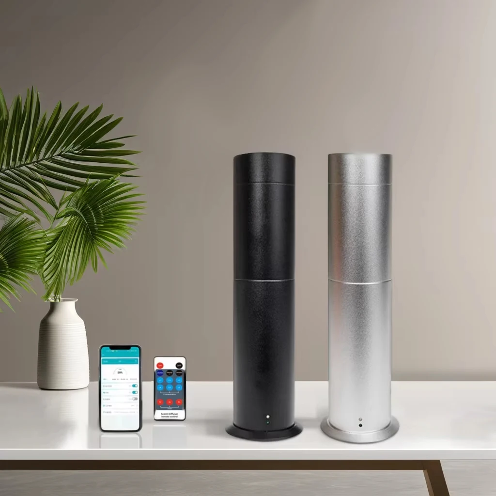 

Hotel Collection Aromatherapy Diffuser Cylindrical Small Area App Operate Remote Control Aluminum Alloy Scent Machine