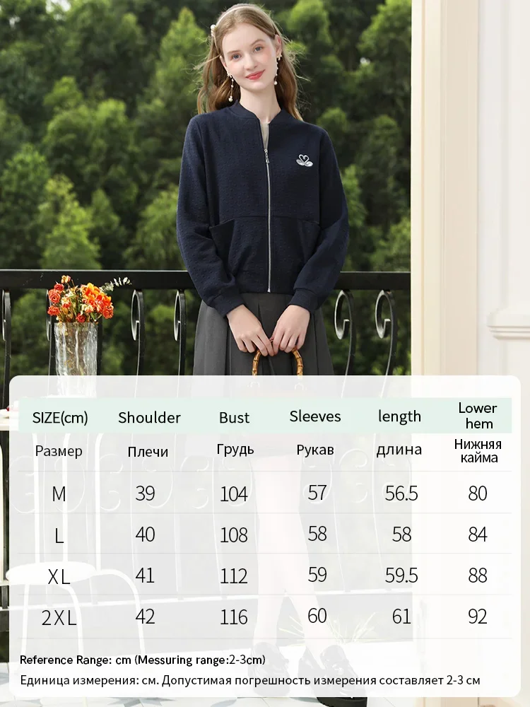 I BELIEVE YOU Embroidery Royal Blue Fall Clothes 2024 Women Casual Short Coat Office Lady Solid O-Neck Basics Jacket 2244185831