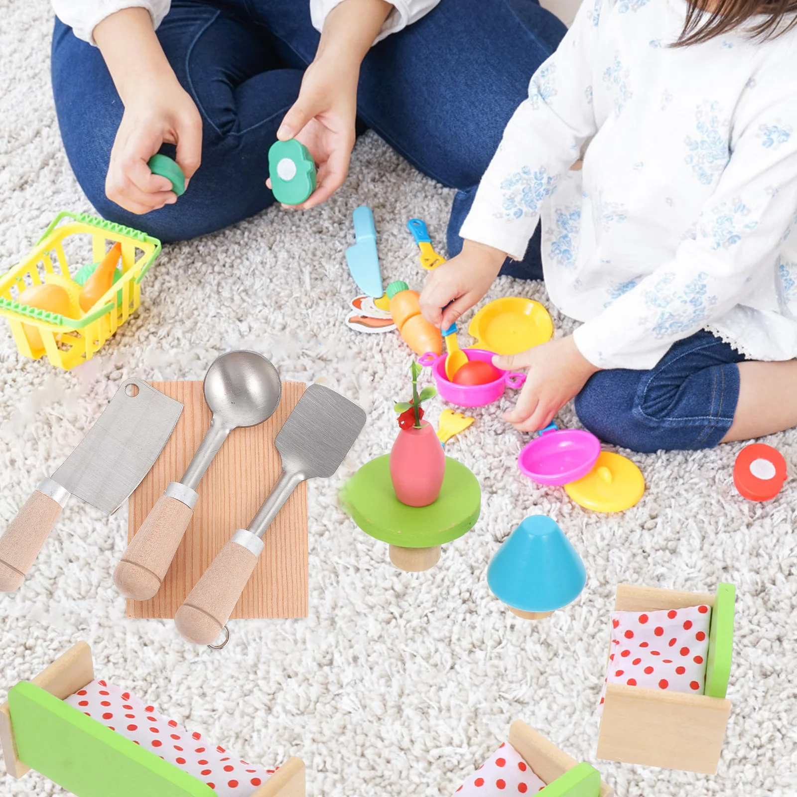 

1Set Mini Kitchenware Set Simulation Cutter Small Spatula Imitation Spoon Emulated Cutting Board Childrens Cognitive Educational