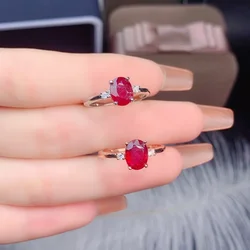 100% Natural Ruby Stone 6*8mm 925 Sterling Silver Wedding Rings for Women sales with free shipping clearance sale