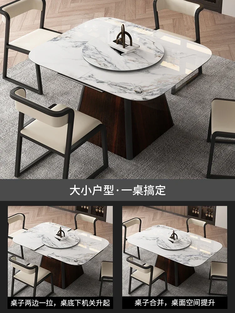 Rock plate table rectangular with turntable folding telescopic table modern light food tables and chairs