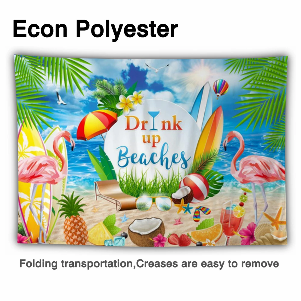 Funnytree Drink Up Beaches Summer Holiday Background Seaside Luau Aloha Flamingo Beach Tropical Fruits Bachelorette Backdrop