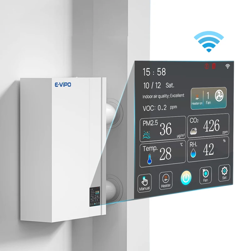 E-VIPO HEPA Filter Wall Mounted Indoor Fresh Air Ventilation System Enthalpy Heat Exchange Ductless ERV