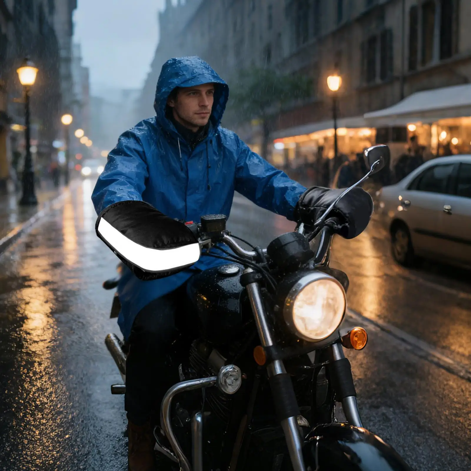 

Motorcycle Handlebar Mitts Windproof PU Leather Hand Warmers Electric Vehicle Handlebar Cover Winter Gloves For Men Women Winter