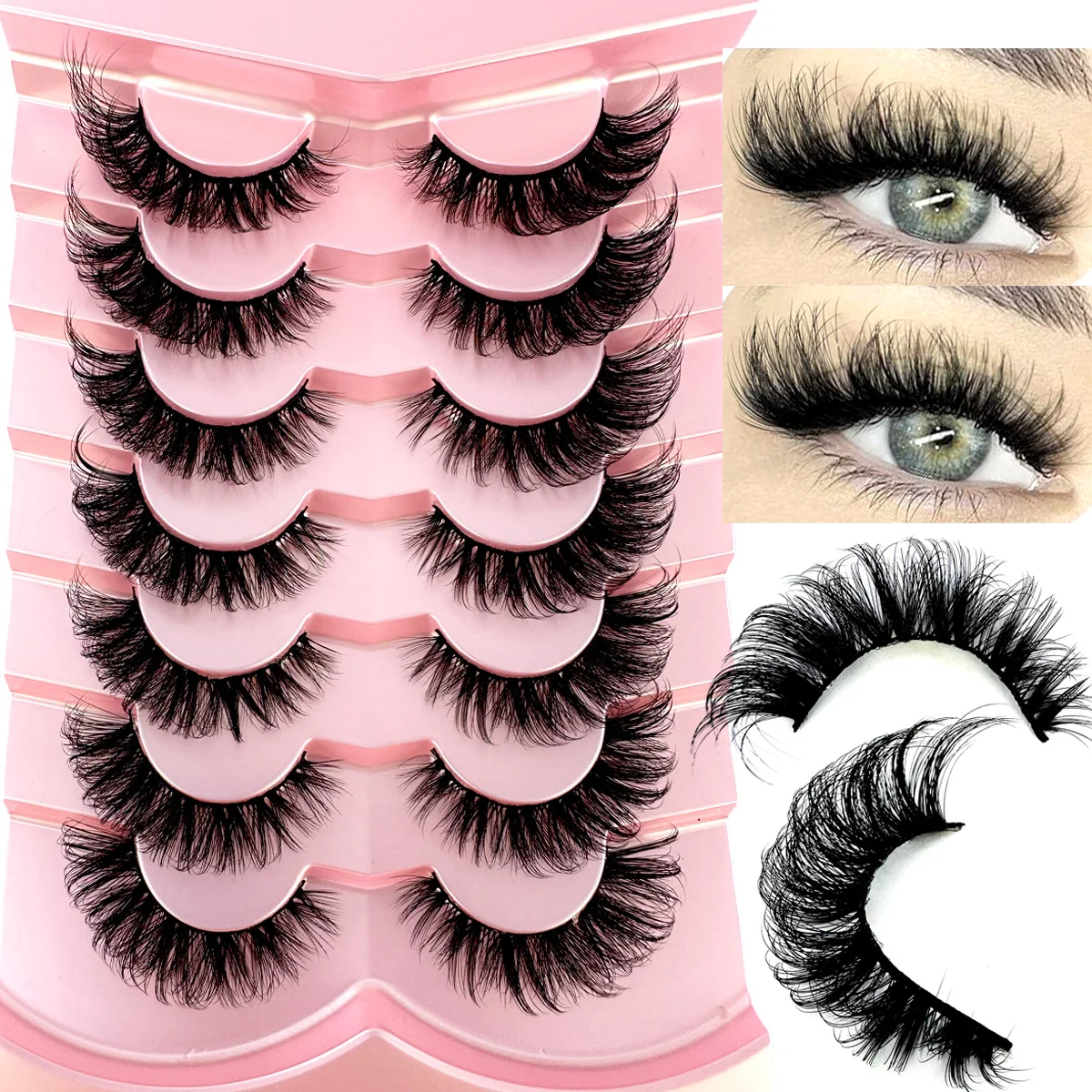 New Natural Eyelashes Cross Manga Lashes 3D Mink Lashes Soft Wispy Russia Volume Cat Eye Lashes 5D Fluffy Fake Eyelashes Makeup