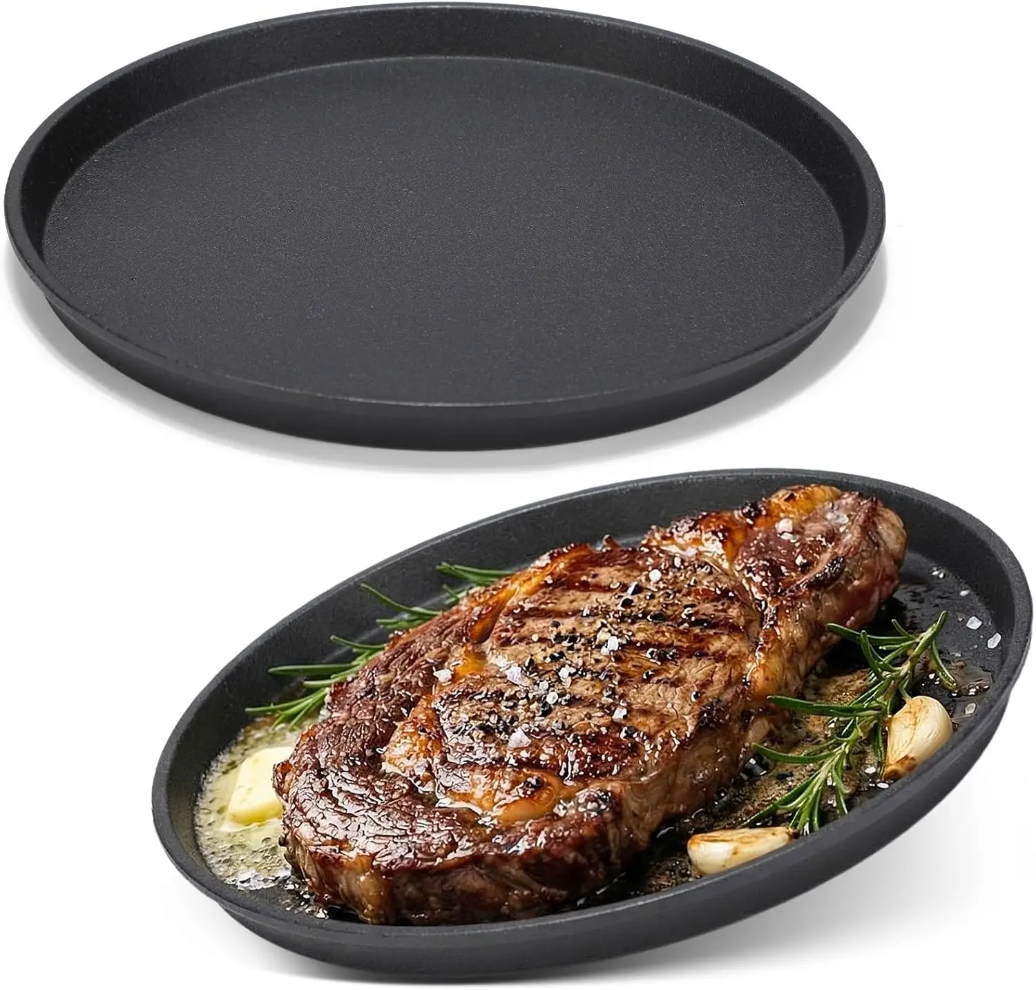 

2 Pcs Small Cast Iron Griddle Pan 11.4 Inch Round Cast Iron Pizza Pan for Mother's Day Camping Skillets Casts Irons Gril