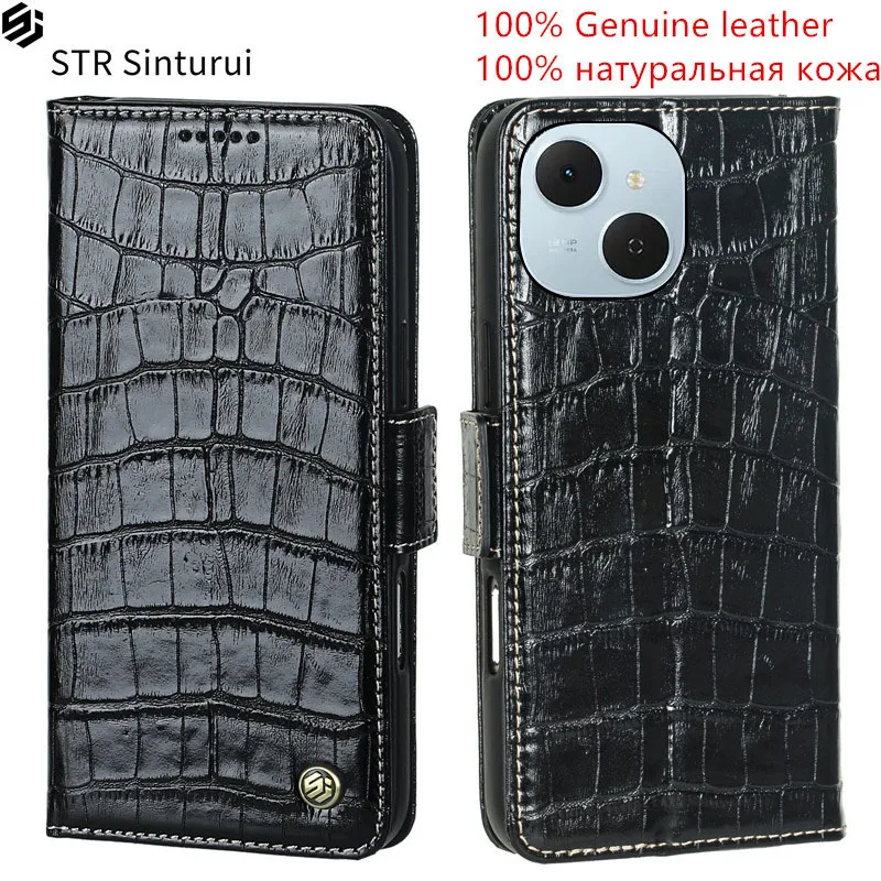 

STR Genuine leather crocodile grain card Slot Wallet Cover For Tecno Spark Slim 40C 40 30 Pro Pro+ Go 2 1 1S 30C 5G phone Case