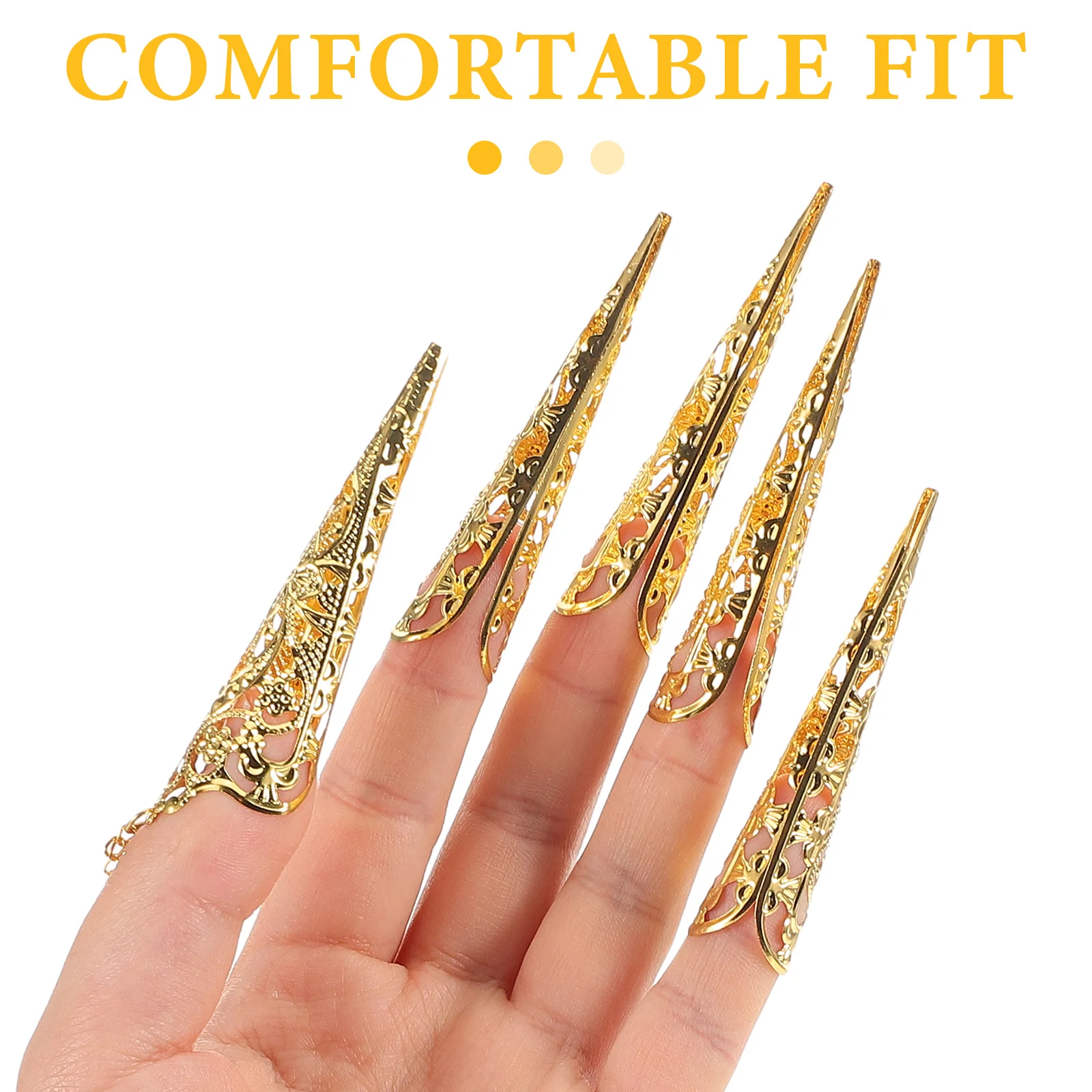 

2 Pcs Stage Performance Bracelet Hand Chain Finger Nails Belly Dancing Outfit Punk Rings Covers