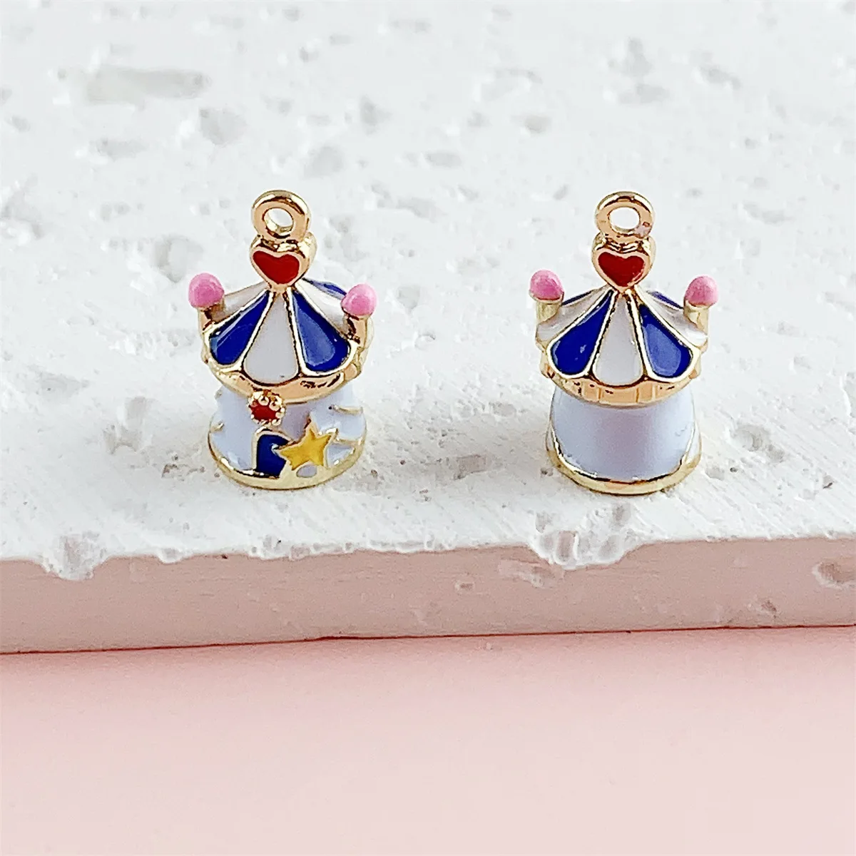 14pcs DIY Mix Alloy Oil-drop Three-dimensional Color Circus House Pendant Jewelry Accessories Bracelet Earrings