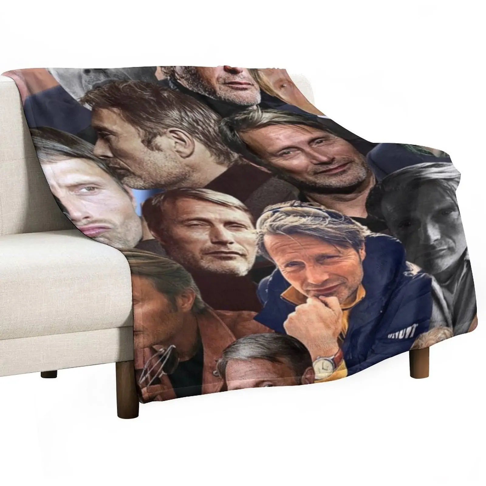 

mads mikkelsen photo collage Throw Blanket Single Blanket Designer Blankets