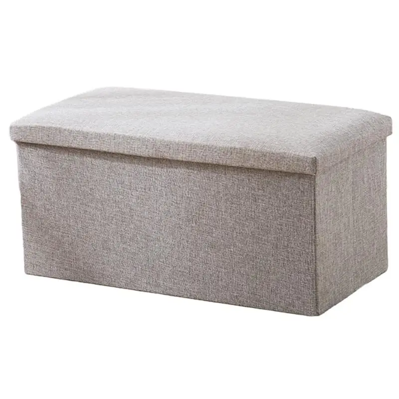 

Ottoman Bench Seat Multifunctional Foldable Shoe Changing Stool Fabric Storage Bin Box Rectangular Cotton Linen Storage Stool