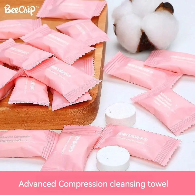 50PCS Compressed Towels Travel In Compressed Bag Suitable For Sensitive Skin Cotton Cleansing Towel Disposable Face Pack