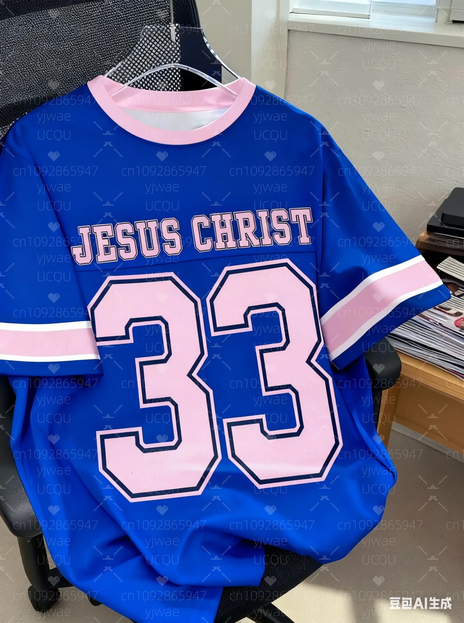 2025年夏 イエス・キリスト No.33 女性用 ナンバー79 プリント 軽量 通気性 Oネック 半袖Tシャツ レディースTシャツ ジャージー