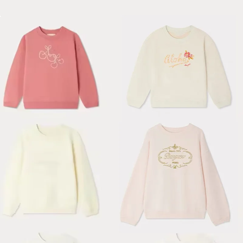 algunos en stock, sudadera de primavera 2025 BP, sudaderas con capucha con bordado de cereza para niña, ropa de Boutique para niños, sudadera para bebés