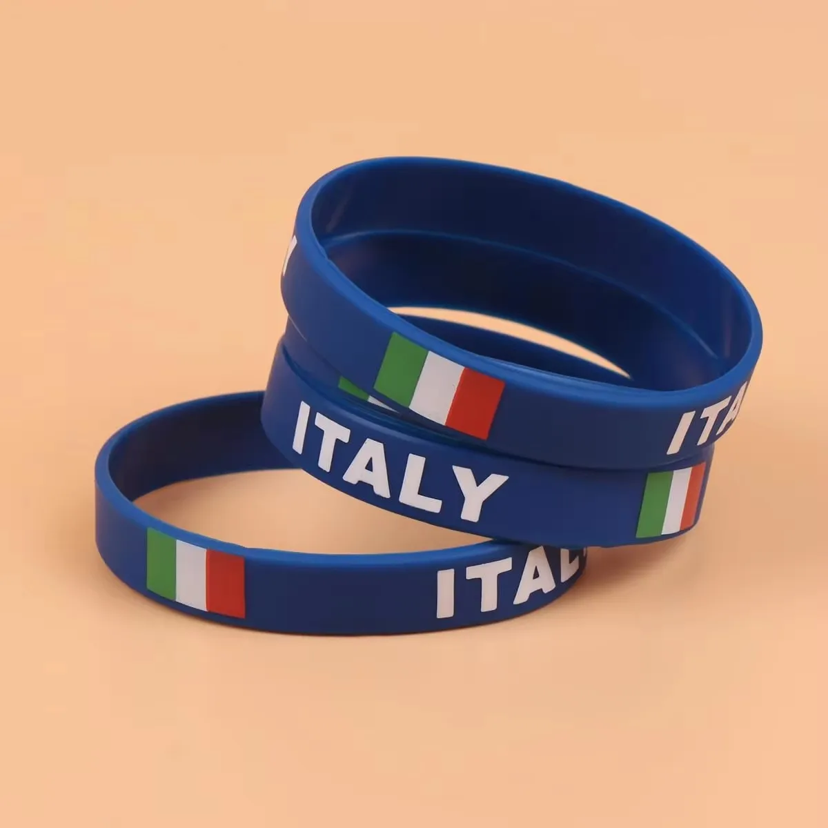 50pcs Italy Flag Wristbands Men Women Motivational Sports Silicone Bracelet Italia Rubber Band Wrist Strap Bangle Accessories