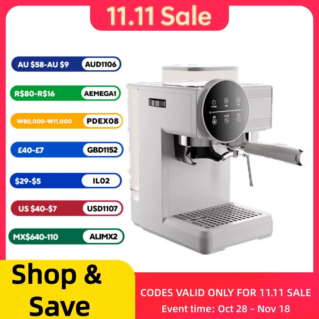 Semi-Automatic Italian Coffee Machine Commercial Grade 15Bar Pressure, Built-in Taper Grinder, Cold And Hot Double Extraction