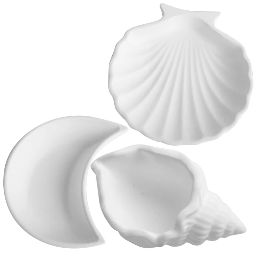 

3 Pcs Shell Jewelry Tray White Gypsum Desk Photo Display Tray Prop Storage Display Accessories ganizer