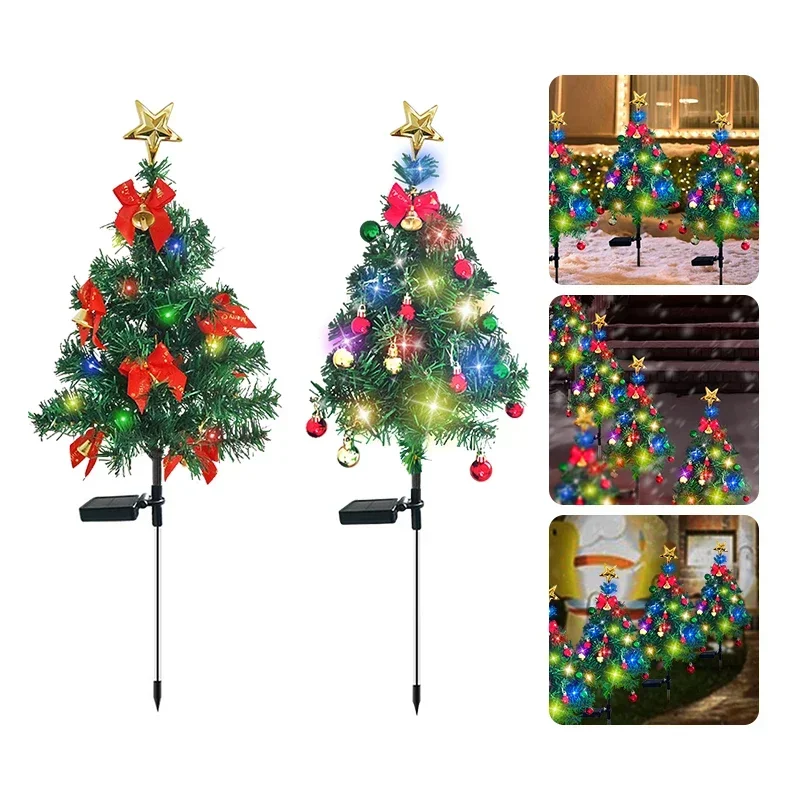 

LED Solar Christmas Tree Light Outdoor Waterproof Solar Xmas Tree Yard Stake Christmas Pathway Lights New Year Party Xmas Gifts