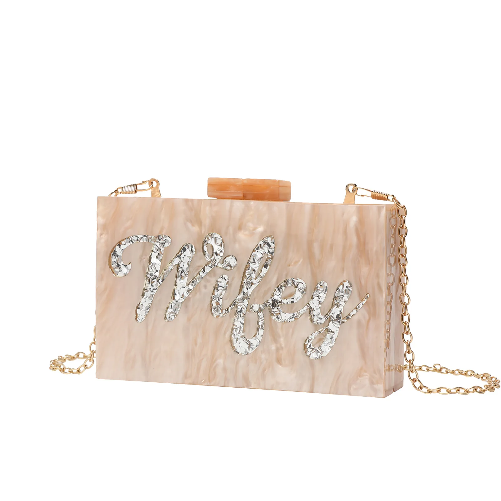 2023 Neue Damen-Clutch mit englischem Alphabet-Motiv, Acryl-Abendtasche mit Kette – Detail 7