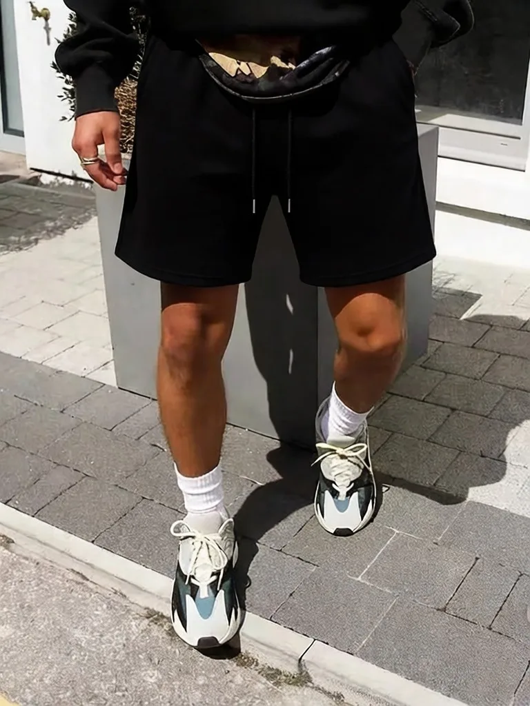 

Мужские повседневные летние однотонные шорты для уличного бега, молодежные, базовые, спортивные, модные, с карманами и шнурком на талии