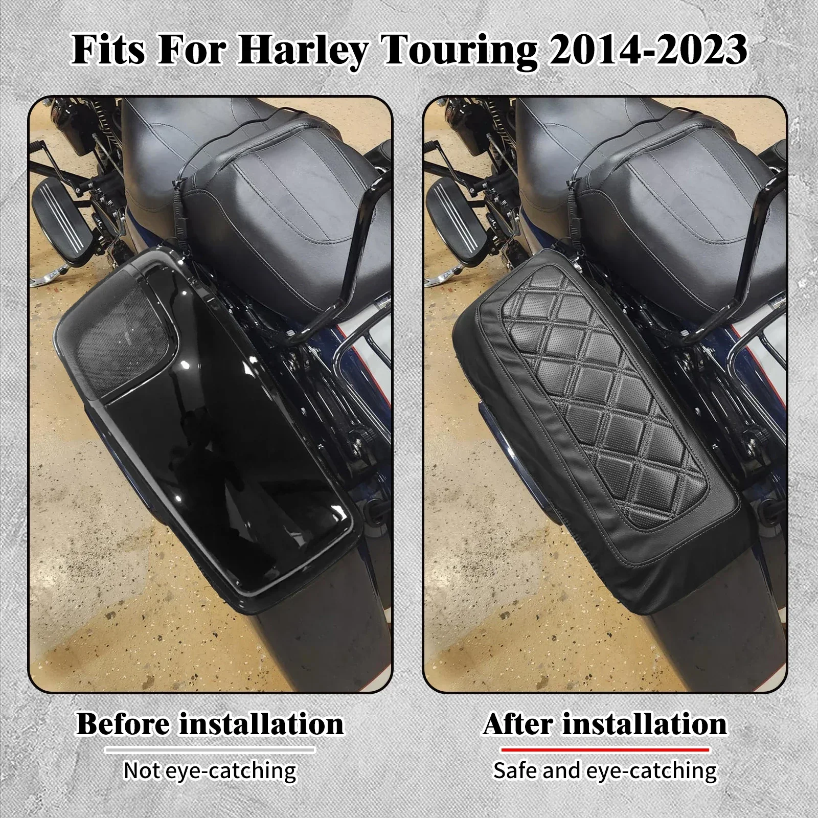 Tampa dura do alforje da motocicleta à prova dwaterproof água caixa lateral tampa do alto-falante para harley touring electra street road glide flhr 2014-2024