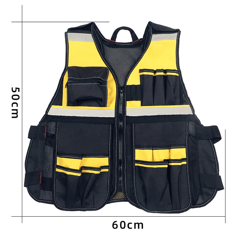 Electrician Tools Vest with Multifunctional Tool Pockets Photographer Vests for Men Reflective Visible Vest Maintenance