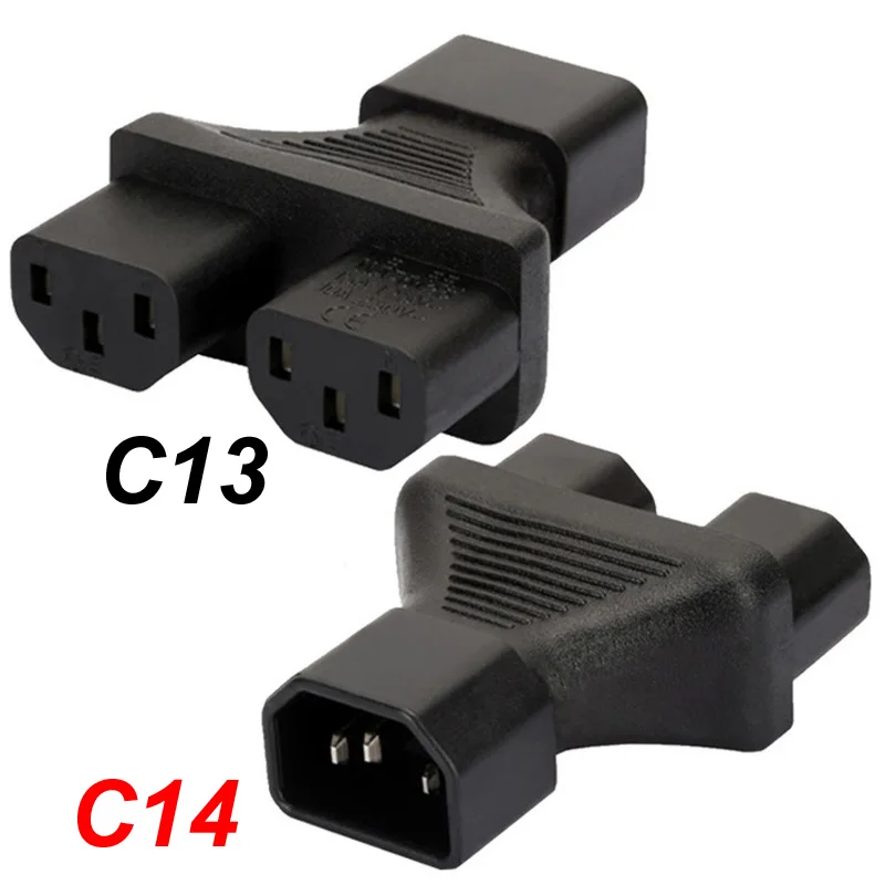 

New IEC320 IEC 320 C14 Male to Double C13 Female Y Type Splitter Extension AC Power Adapter adaptor C14 TO TWO C13 Connector