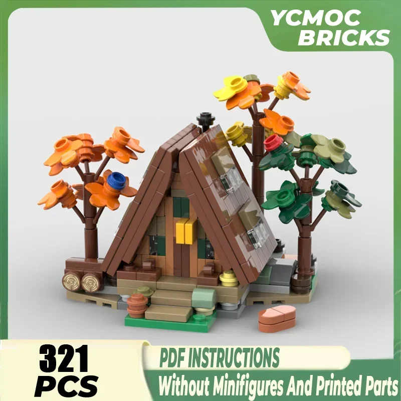 YcMoc Building Blocks Mini 21338 A-Frame Cabin Version Model Street View Technology Bricks DIY Toys For Kids Children