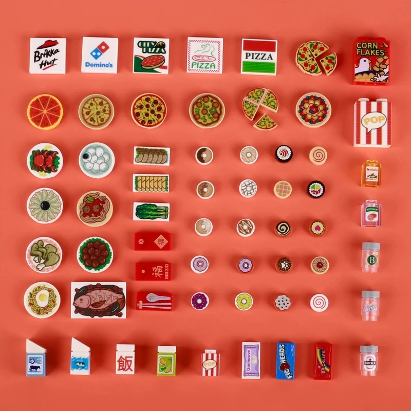 MOC City-décennie s de Construction Imprimés pour Enfant, 03 citrouille, Boissons, Sushi, Fruits, Briques, Figurines, Pièces, Bricolage, Jouets, Cadeaux