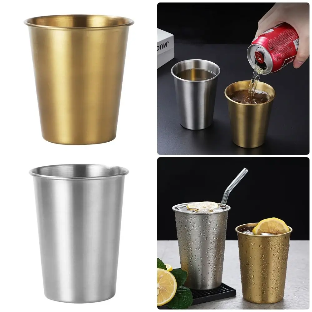 1Pcs Travel Camping Outdoor Stainless Steel Cup 304 Stainless Steel Coffee Tea Wine Whisky Beer Cups Gold Silver 260-500ml